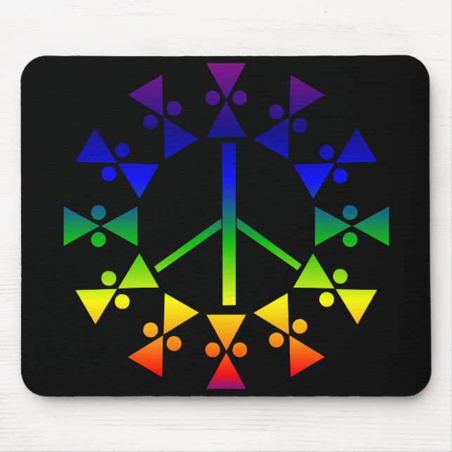Rainbow Peace Sign Spiral Mouse Pad (Front)