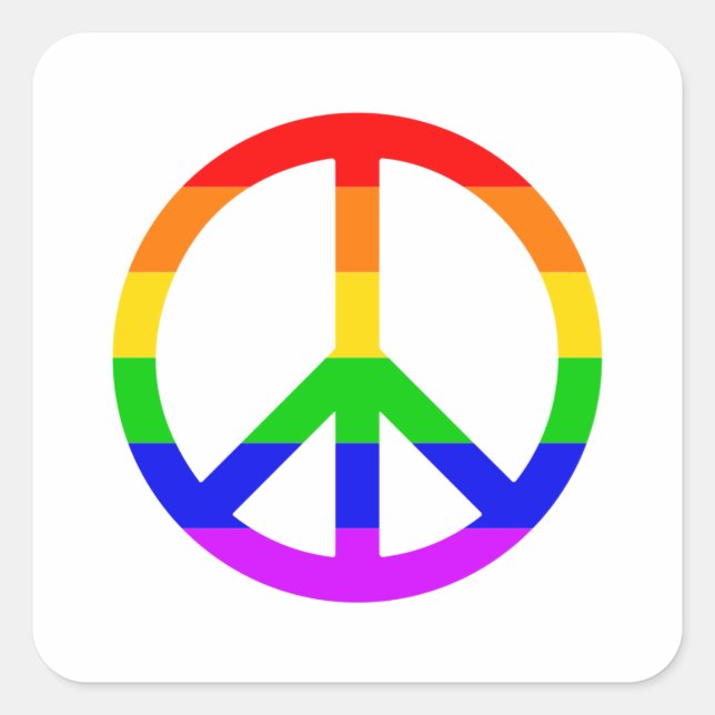 Rainbow Peace Sign Square Sticker (Front)