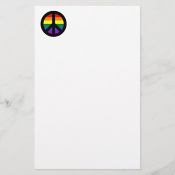 Rainbow Peace Sign Stationery by peacegifts at Zazzle