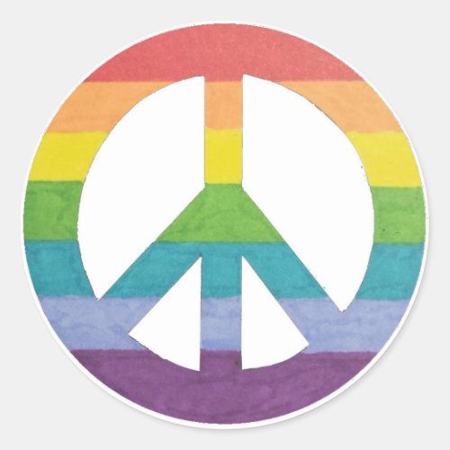 Rainbow Peace Sign Symbol for Peace and Freedom Classic Round Sticker