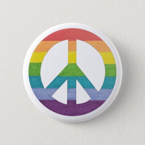 Rainbow Peace Sign Symbol for Peace Freedom Love  Button