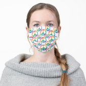 Rainbow Peace Sign Symbol Pattern Adult Cloth Face Mask (Worn)