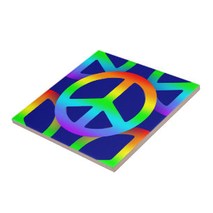 Rainbow Peace Sign Tile