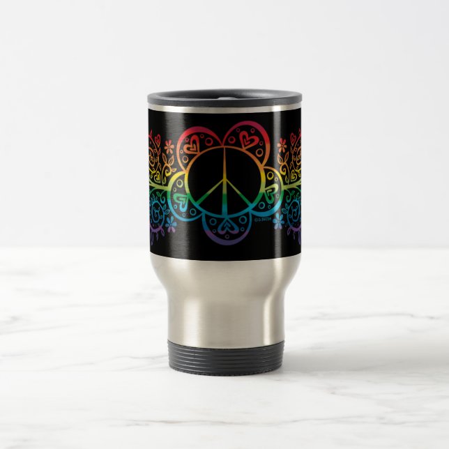 Rainbow Peace Sign Travel Mug (Center)