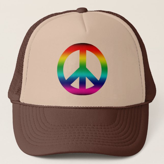 Rainbow Peace Sign Trucker Hat (Front)