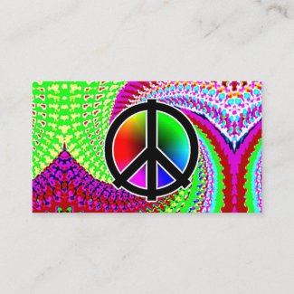 Rainbow Peace Sign with Blank Back Business Card