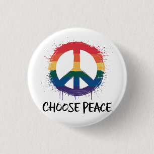 Rainbow Peace Sign with "Choose Peace" Text Button