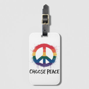Rainbow Peace Sign with "Choose Peace" Text Luggage Tag