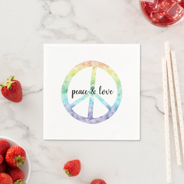 Rainbow Peace Sign with heart personalized Napkins (Insitu)