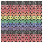 Rainbow Peace Signs on Black Fabric