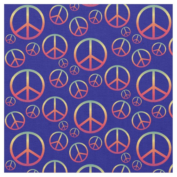 Rainbow Peace Sign Fabric | Zazzle.com