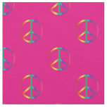 Rainbow Peace Signs Pink Fabric