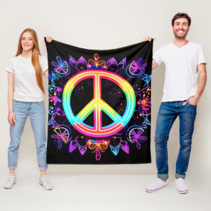 Rainbow Peace Symbol Art Fleece Blanket