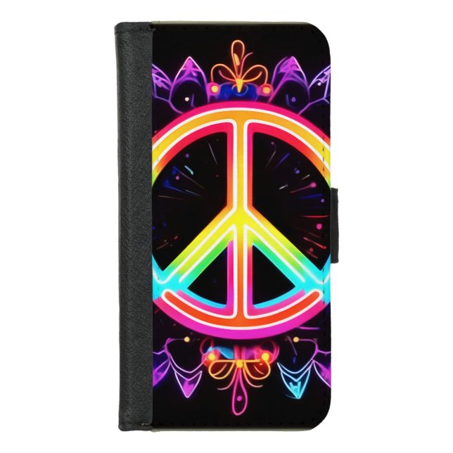 Rainbow Peace Symbol Art iPhone Wallet Case (Front)