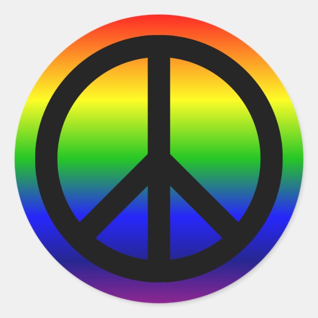Rainbow Peace Symbol Classic Round Sticker (Front)
