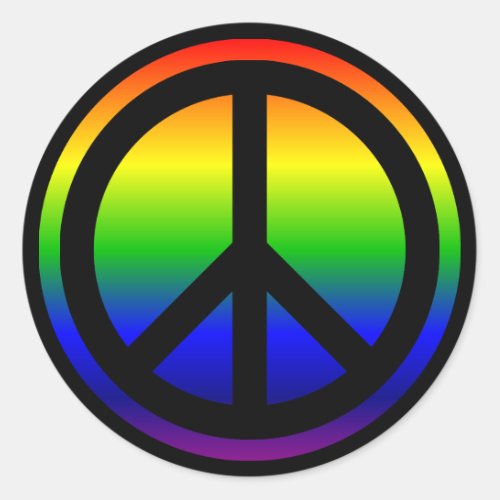 Rainbow Peace Symbol Classic Round Sticker