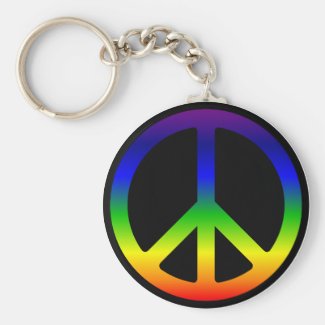 Rainbow Peace Symbol Keychain