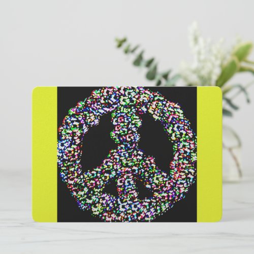 Rainbow peace symbol New Year flat Holiday Card