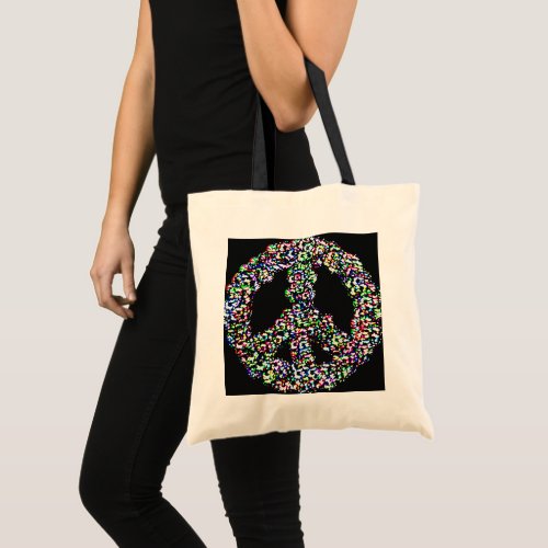 Rainbow peace symbol New Year Tote Bag