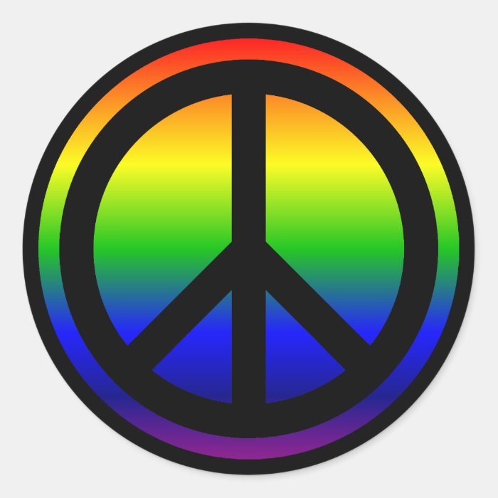 Rainbow Peace Symbol Round Stickers