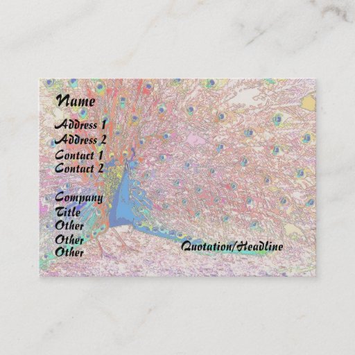 Customizable Rainbow Peacock Business Card