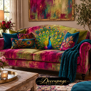 Rainbow Peacock Display Decoupage Tissue Paper