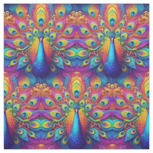 Rainbow Peacock Fabric