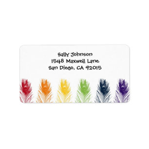 Rainbow Peacock Feather Address Labels