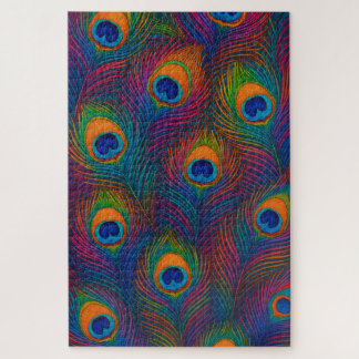 Rainbow Peacock Feathers Jigsaw Puzzle