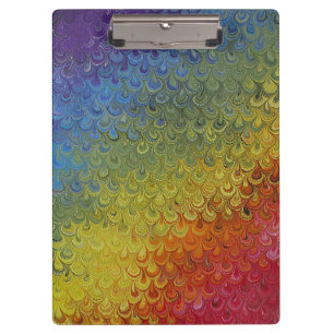 Rainbow Peacock Marble Clipboard