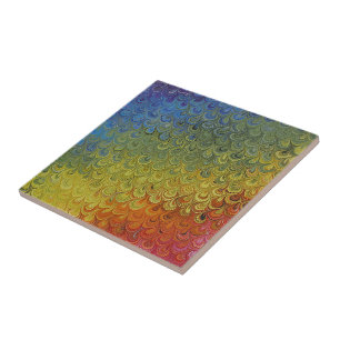 Rainbow Peacock Marble Tile