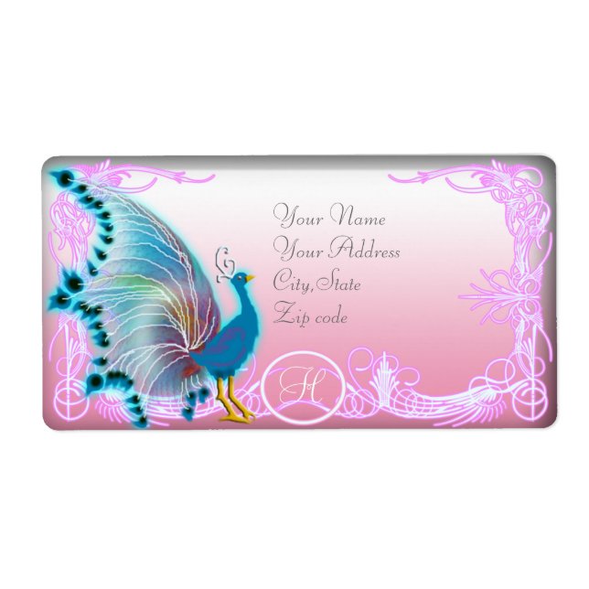 rainbow peacock monogram label (Front)