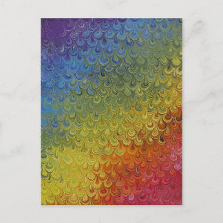 Rainbow Peacock Painted Marble Paper Postcard