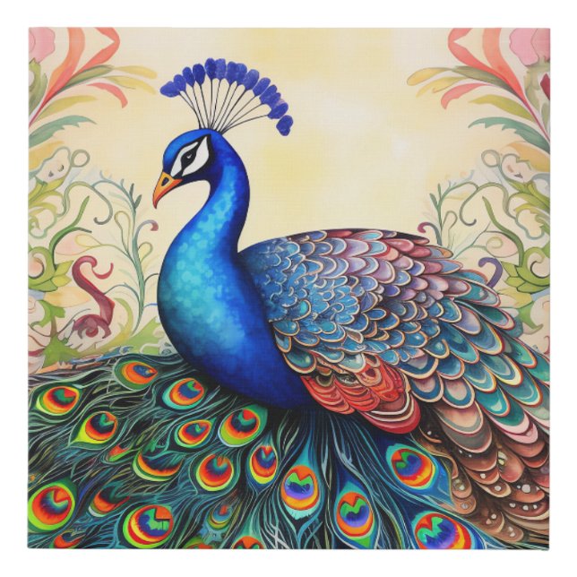 Rainbow Peacock Wall Art (Front)