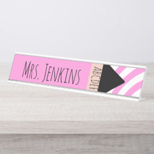 Rainbow Pencil Kindergarten Teachers Desk Name Plate