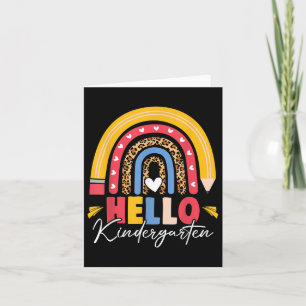 Rainbow Pencil Leopard Hello Kindergarten Back To Card