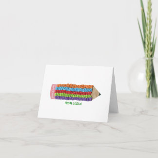Rainbow pencil personalized notecards