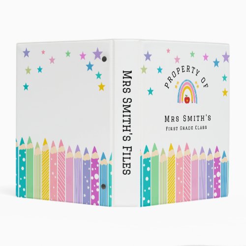 Rainbow Pencil Property Of Classroom Sticker Rain  Mini Binder