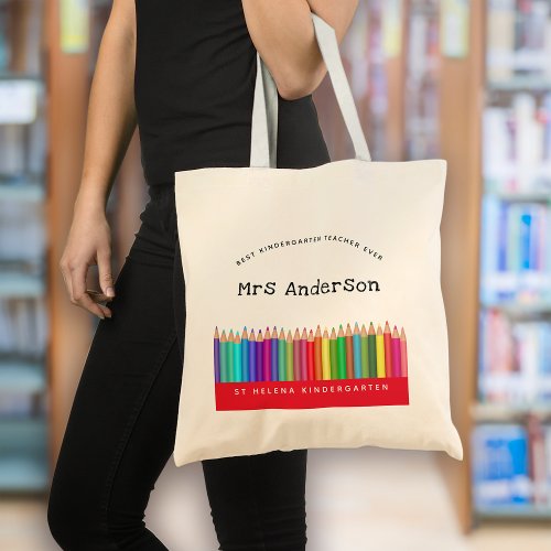 Rainbow Pencils Kindergarten Teacher Gift Tote Bag