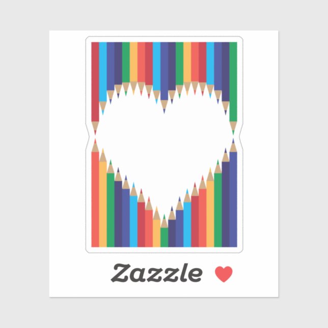 Rainbow Pencils Love Shape Sticker (Sheet)