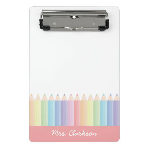 Rainbow Pencils Personalized Teacher Mini Clipboard