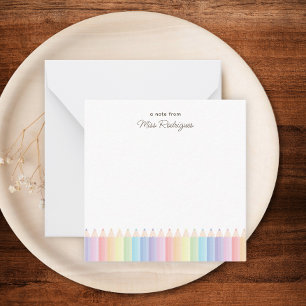 Rainbow Pencils Personalized Teacher Note Card