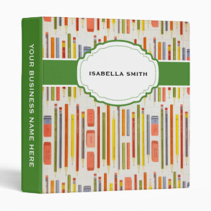 Rainbow Pencils Ruler School Pattern 3 Ring Binder