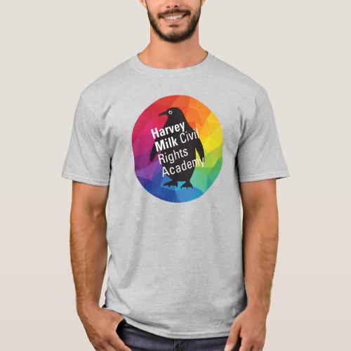 Rainbow Penguin _ Adult Regular Fit Grey T_Shirt