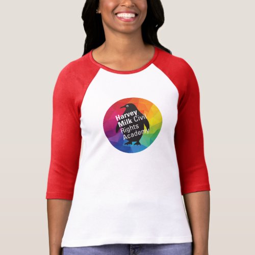 Rainbow Penguin _ Adult Slim Fit Raglan 34 sleeve T_Shirt
