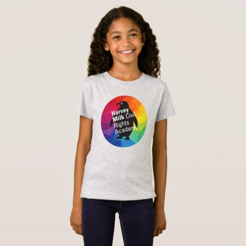 Rainbow Penguin _ Kid_sized Slim Fit Grey T_Shirt