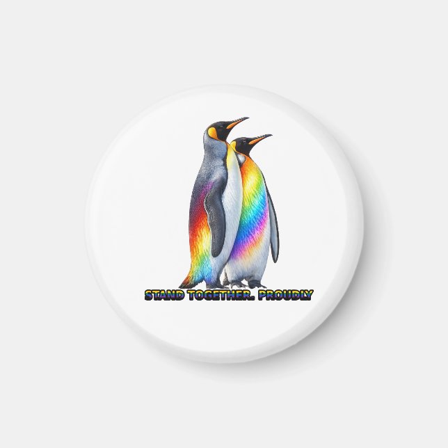 Rainbow Penguin Pride – Stand Together  Magnet (Front)