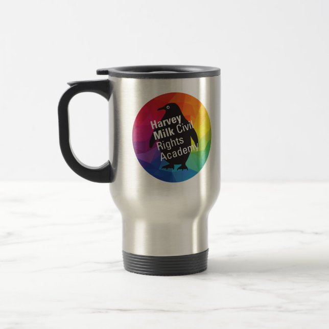 Rainbow Penguin Stainless Steel Travel Mug (Left)