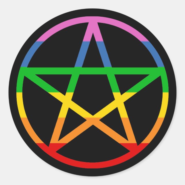 Rainbow Pentacle Classic Round Sticker (Front)