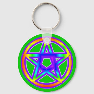 Rainbow Pentagram Keychain